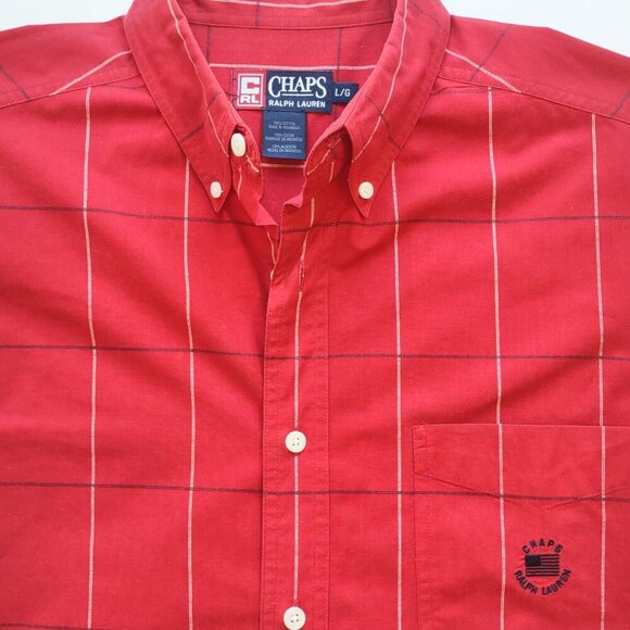 Ralph Lauren Other - Vintage Ralph Lauren Chaps Mens Shirt Sz Large Windowpane Plaid Flag Logo